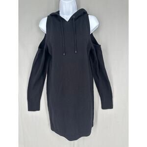 Philanthropy Dress Womens Small Mini Knit Wool Cashmere Hooded Cold Shoulder